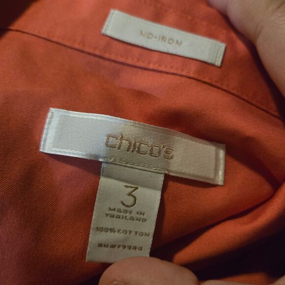 Chico’s No-Iron Pink Button Shirt Blouse Size XL 3 Office Career Wear - Picture 3 of 9